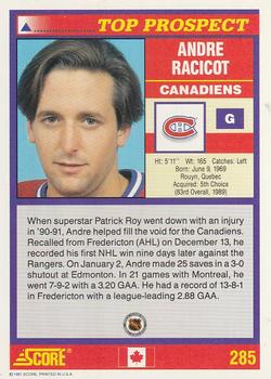 1991-92 Score Canadian English #285 Andre Racicot Back