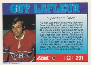 1991-92 Score Canadian English #291 Guy Lafleur Back