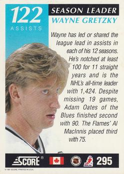 1991-92 Score Canadian English #295 Wayne Gretzky Back