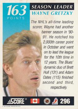 1991-92 Score Canadian English #296 Wayne Gretzky Back