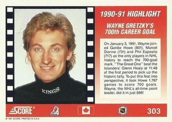 1991-92 Score Canadian English #303 Wayne Gretzky Back