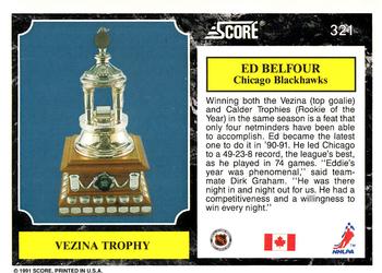 1991-92 Score Canadian English #321 Ed Belfour Back
