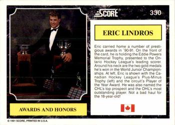 1991-92 Score Canadian English #330 Eric Lindros Back