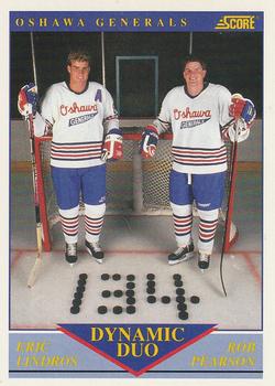 1991-92 Score Canadian English #385 Eric Lindros / Rob Pearson Front
