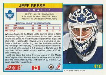 1991-92 Score Canadian English #410 Jeff Reese Back