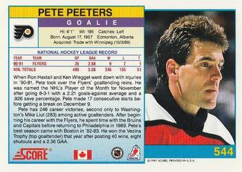1991-92 Score Canadian English #544 Pete Peeters Back