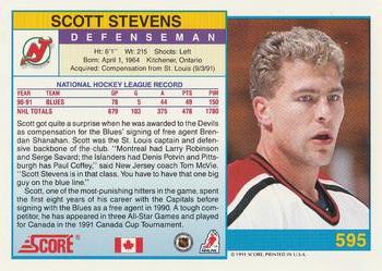 1991-92 Score Canadian English #595 Scott Stevens Back