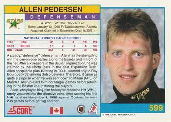 1991-92 Score Canadian English #599 Allen Pedersen Back