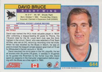 1991-92 Score Canadian English #644 David Bruce Back