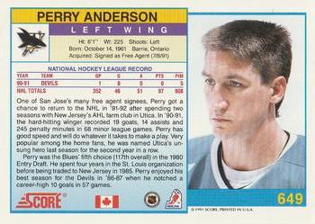 1991-92 Score Canadian English #649 Perry Anderson Back