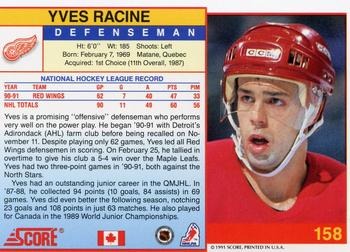 1991-92 Score Canadian English #158 Yves Racine Back