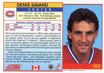 1991-92 Score Canadian English #165 Denis Savard Back
