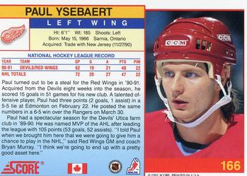 1991-92 Score Canadian English #166 Paul Ysebaert Back