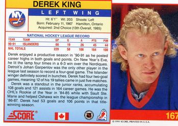 1991-92 Score Canadian English #167 Derek King Back