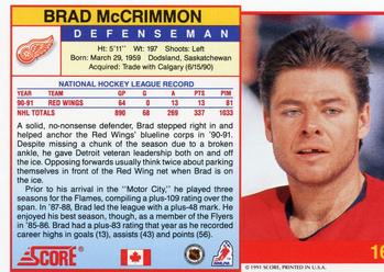 1991-92 Score Canadian English #16 Brad McCrimmon Back