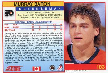 1991-92 Score Canadian English #183 Murray Baron Back