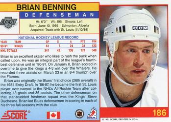 1991-92 Score Canadian English #186 Brian Benning Back