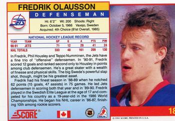 1991-92 Score Canadian English #18 Fredrik Olausson Back