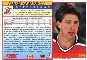 1991-92 Score Canadian English #194 Alexei Kasatonov Back