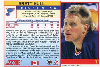 1991-92 Score Canadian English #1 Brett Hull Back