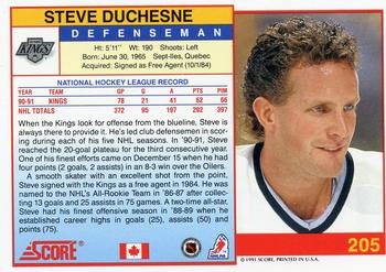 1991-92 Score Canadian English #205 Steve Duchesne Back