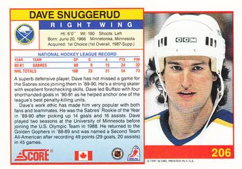 1991-92 Score Canadian English #206 Dave Snuggerud Back