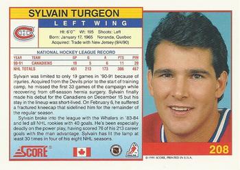 1991-92 Score Canadian English #208 Sylvain Turgeon Back