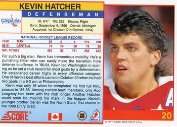 1991-92 Score Canadian English #20 Kevin Hatcher Back