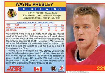 1991-92 Score Canadian English #221 Wayne Presley Back