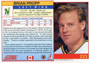 1991-92 Score Canadian English #223 Brian Propp Back