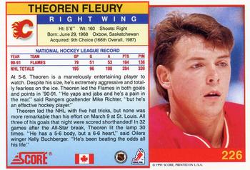 1991-92 Score Canadian English #226 Theoren Fleury Back