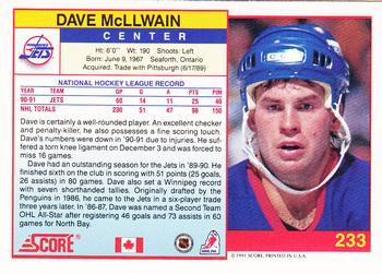 1991-92 Score Canadian English #233 Dave McLlwain Back