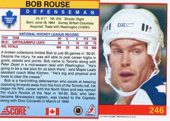 1991-92 Score Canadian English #246 Bob Rouse Back