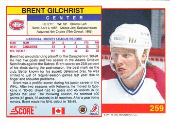 1991-92 Score Canadian English #259 Brent Gilchrist Back