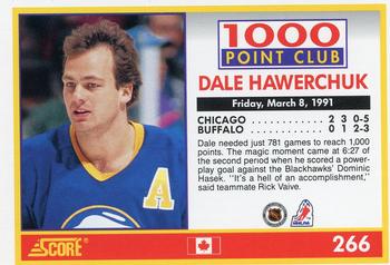 1991-92 Score Canadian English #266 Dale Hawerchuk Back