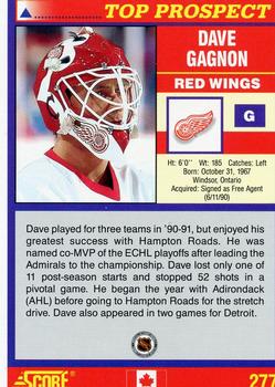 1991-92 Score Canadian English #277 Dave Gagnon Back
