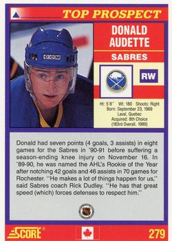 1991-92 Score Canadian English #279 Donald Audette Back