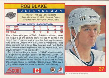 1991-92 Score Canadian English #27 Rob Blake Back