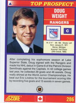 1991-92 Score Canadian English #286 Doug Weight Back
