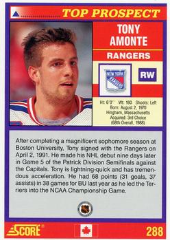 1991-92 Score Canadian English #288 Tony Amonte Back