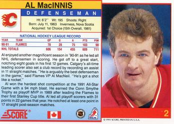 1991-92 Score Canadian English #2 Al MacInnis Back