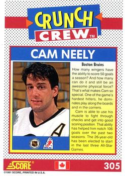 1991-92 Score Canadian English #305 Cam Neely Back