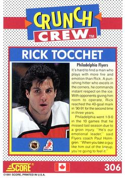 1991-92 Score Canadian English #306 Rick Tocchet Back