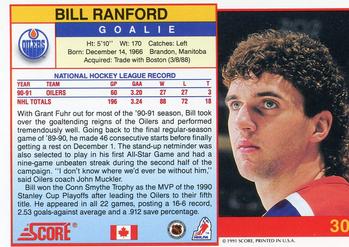 1991-92 Score Canadian English #30 Bill Ranford Back