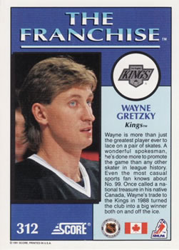 1991-92 Score Canadian English #312 Wayne Gretzky Back