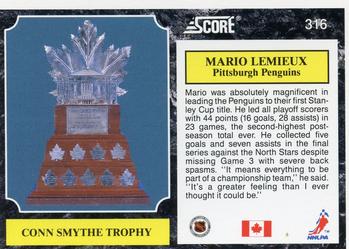 1991-92 Score Canadian English #316 Mario Lemieux Back