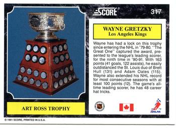 1991-92 Score Canadian English #317 Wayne Gretzky Back