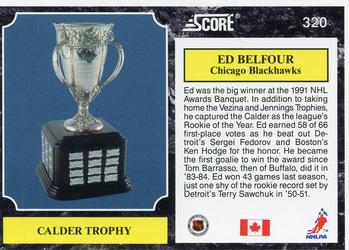 1991-92 Score Canadian English #320 Ed Belfour Back