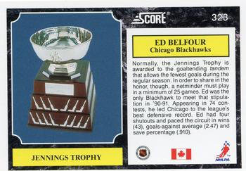 1991-92 Score Canadian English #323 Ed Belfour Back