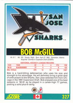 1991-92 Score Canadian English #327 Bob McGill Back